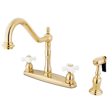 Kingston Brass Heritage Centerset Kitchen Faucet, Polished Brass KB1752PXBS